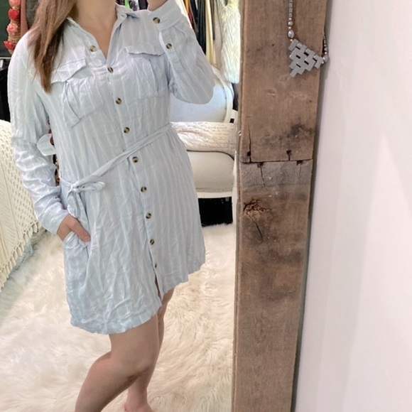 Time and Tru blue striped shirt dress new with tags size medium - Picture 2 of 8